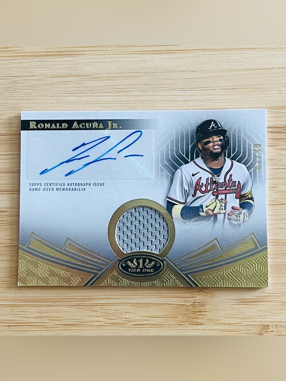 RONALD ACUNA JR 2023 Topps Tier One Game Used Jersey Relic Auto Autograph /49